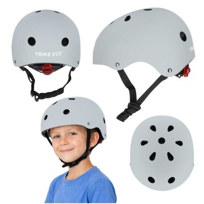 Trike Fix vaikiškas dviratininko šalmas reguliuojamas LED M 55-58cm pilkas