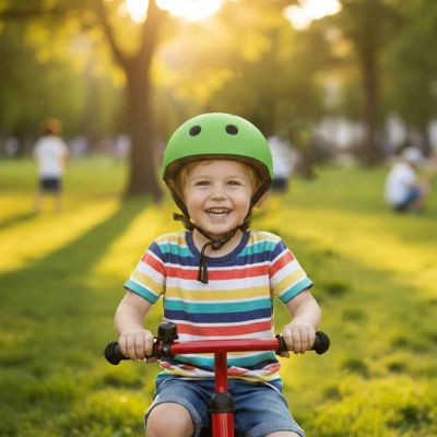 Trike Fix vaikiškas dviratininko šalmas reguliuojamas LED M 55-58cm tamsiai žalias