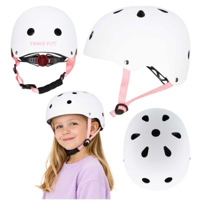 Trike Fix vaikiškas dviratininko šalmas reguliuojamas LED S 48-54cm baltas