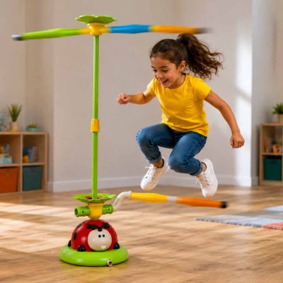 Vaikiškas arkadinis žaidimas besisukantis stulpas ladybird target throw 5in1
