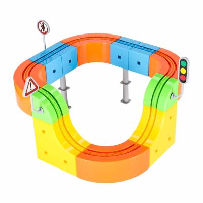 Magnetinės statybinės kaladėlės lenktynių trasa ir traukinys 65 elementai