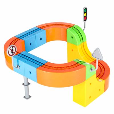 Magnetinės statybinės kaladėlės lenktynių trasa ir traukinys 65 elementai