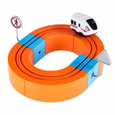 Magnetinės statybinės kaladėlės lenktynių trasa ir traukinys 65 elementai