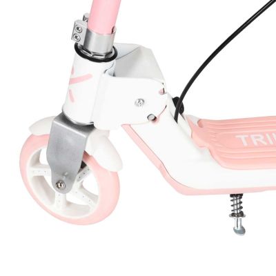 TRIKE FIX vaikiškas dviejų ratų LED sulankstomas paspirtukas su dvigubais stabdžiais rožinės spalvos