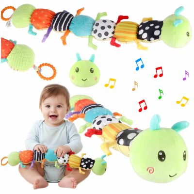 Interaktyvus sensorinis žaislas kūdikiams muzikinis pliušinis vikšras