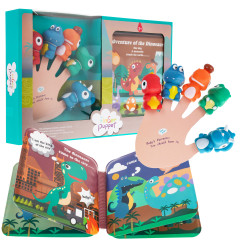 Set of Rubber Puppets Dinosaurs + Booklet