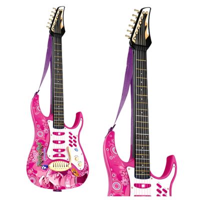 Rožinė elektrinė gitara su mikrofonu ir stiprintuvu - 2