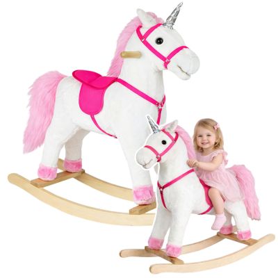 Supamas arkliukas vienaragis, baltas su garsais 74 cm - 2