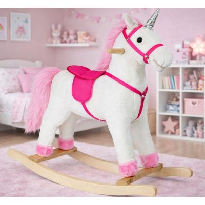 Supamas arkliukas vienaragis, baltas su garsais 74 cm - 4