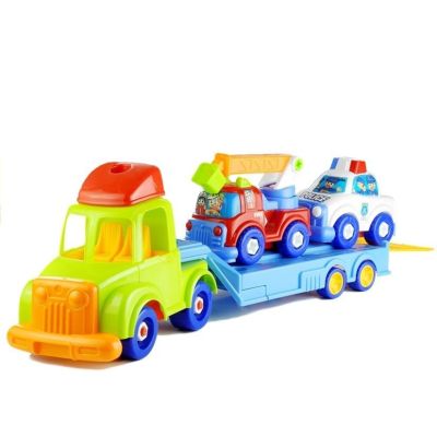 Transporto priemonių rinkinys: policijos automobilis, gaisrinė mašina, automobilių transportavimo priekaba, atsukimas - 2