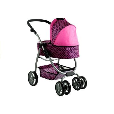 „2-in-1“ lėlės vežimėlis „Alice“ – rožinis su juodais taškeliais - 5