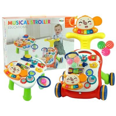 Interaktyvus kūdikių stumdukas-stalelis „2-in-1“, raudonas