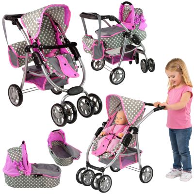 „Baby Doll“ vežimėlis „2-in-1“ su lopšiu rožinis