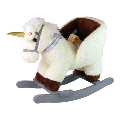 Supamasis arkliukas „Unicorn“ mažiems vaikams, baltos ir smėlio spalvos - 4