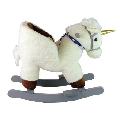 Supamasis arkliukas „Unicorn“ mažiems vaikams, baltos ir smėlio spalvos - 5