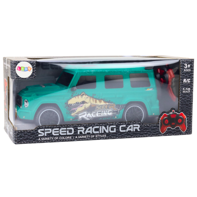 Remote Controlled RC Car with Dinosaur, 1:10 Scale, Green - 6