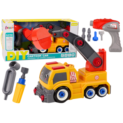 Cartoon Truck With Crane To Dismantle DIY Orange