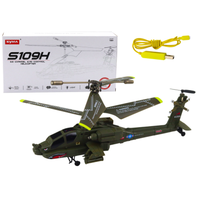 Apache Military Helicopter Remote Controlled RC Syma S109H Khaki