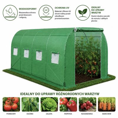 Daržovių auginimui skirtas folijinis tunelinis šiltnamis su langais 4x2,5x2 m, 10 m² - 8