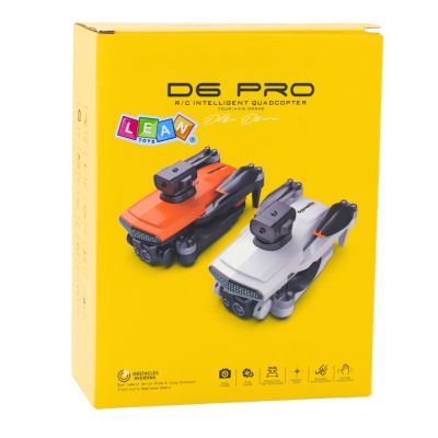 Dronas „D6 PRO“ LED, programėlė, šviesiai pilkos spalvos