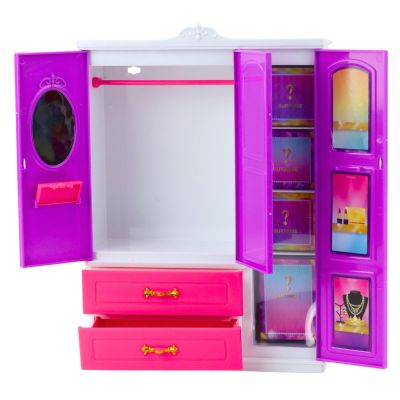 Anlily Doll Wardrobe With Shelves Drawers Dressing Room Accessories 24 pcs. - 3