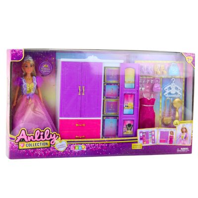 Anlily Doll Wardrobe With Shelves Drawers Dressing Room Accessories 24 pcs. - 4