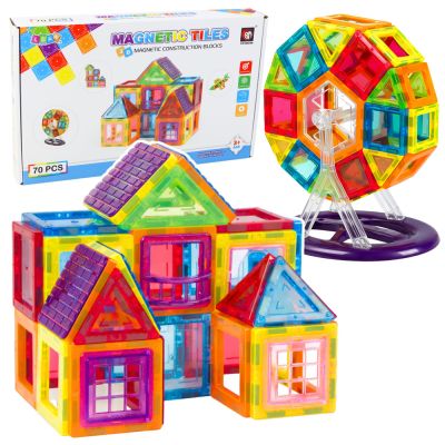 Set of Magnetic Building Blocks, Educational, Colorful, 70 pcs