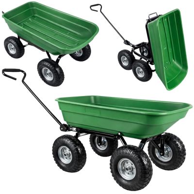 Garden Transport Cart Removable Tilting Tray Green 120 kg