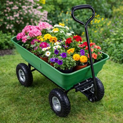Garden Transport Cart Removable Tilting Tray Green 120 kg - 7