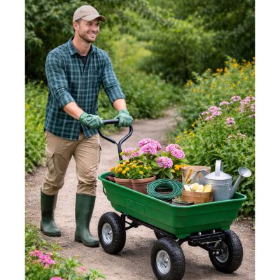Garden Transport Cart Removable Tilting Tray Green 120 kg - 12
