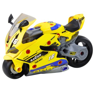 2-in-1 DIY Workshop Lights Sounds Smoke Motorcycle Yellow 43cm - 2