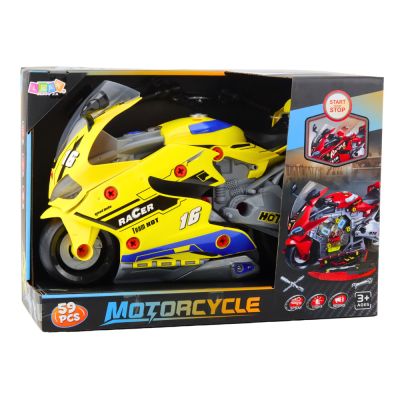 2-in-1 DIY Workshop Lights Sounds Smoke Motorcycle Yellow 43cm - 4