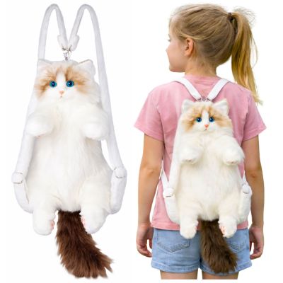 Minkšta katės kuprinė su reguliuojamais diržais ir silikoninėmis letenėlėmis, balta, 50 cm