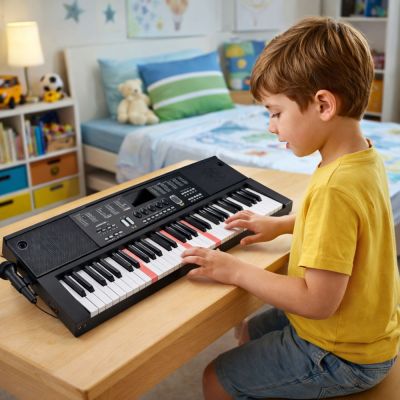 Elektrinis pianinas su klaviatūra ir mikrofonu, 200 garsų, 61 klavišas, 78 cm - 3