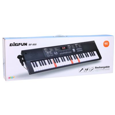 Elektrinis pianinas su klaviatūra ir mikrofonu, 200 garsų, 61 klavišas, 78 cm - 4