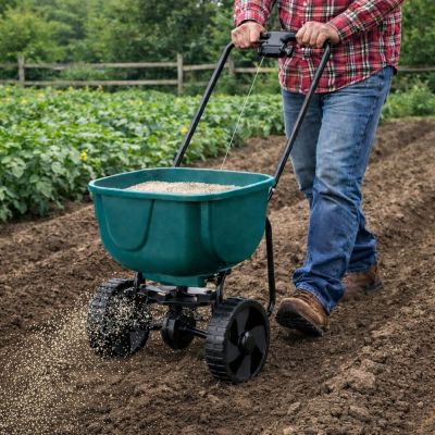 Rotary Seeder on Wheels for Fertilizing Grass Seeds Salt Sand 27L - 2
