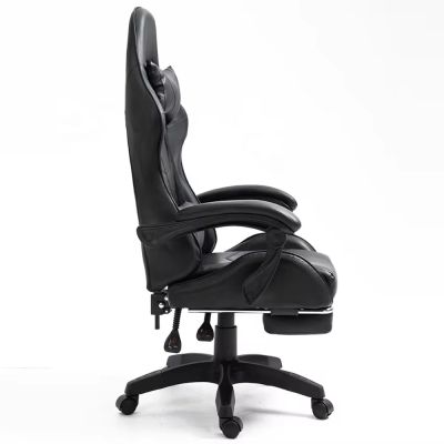 LEAN Swivel Office Gaming Chair with Footrest and Cushions, Black - 5