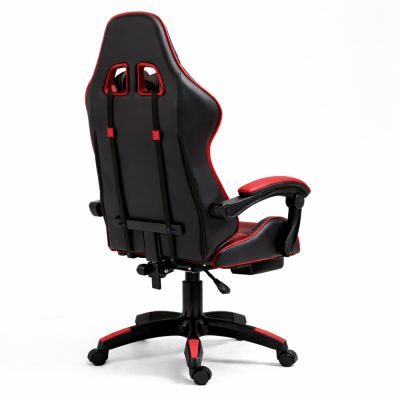 LEAN Swivel Office Gaming Chair with Footrest and Cushions, Black and Red - 5