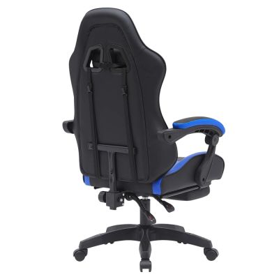 LEAN Swivel Office Gaming Chair with Footrest and Cushion, Black and Blue - 6