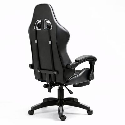 LEAN Swivel Office Gaming Chair with Footrest and Cushions Black and Gray - 6