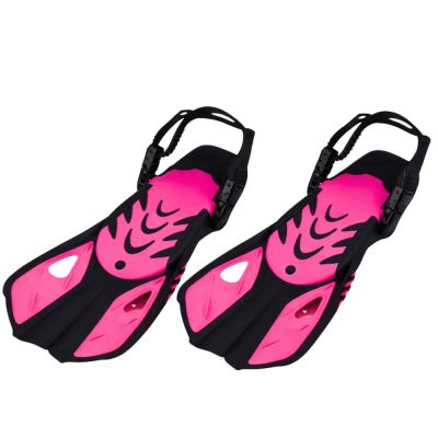 Snorkeling Set, Fins, Glasses, Snorkel, Black and Pink, S/M - 4