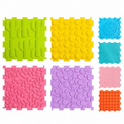 Jutiminis silikoninis dėlionės kilimėlis „Jutiminis takas“, spalvotas, 25 cm, 12 vnt. - 2