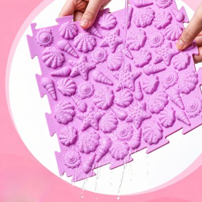 Jutiminis silikoninis dėlionės kilimėlis „Jutiminis takas“, spalvotas, 25 cm, 12 vnt. - 3
