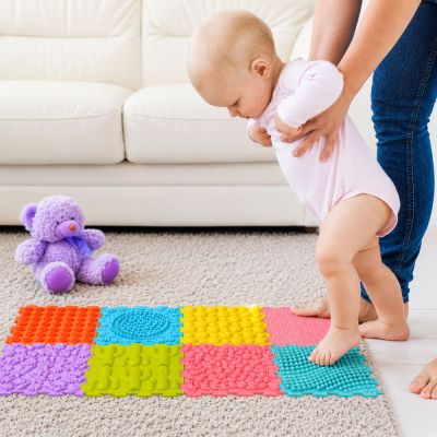 Jutiminis silikoninis dėlionės kilimėlis „Jutiminis takas“, spalvotas, 25 cm, 12 vnt. - 4