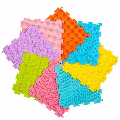 Jutiminis silikoninis dėlionės kilimėlis „Jutiminis takas“, spalvotas, 25 cm, 12 vnt. - 5