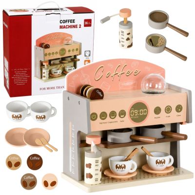 Barista Set Coffee Maker Wooden Accessories Pink