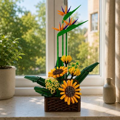 Construction Blocks Composition Sterlicja Sunflowers in a Pot 1608 pcs. - 2