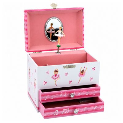 Jewelry Box with Music Box, Ballerina, Mirror, Drawers - 3