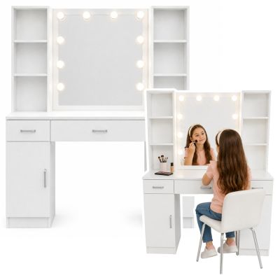 Kosmetinis tualetinis staliukas su LED veidrodžiu 141x114x39 cm