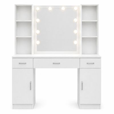 Kosmetinis tualetinis staliukas su LED veidrodžiu 141x114x39 cm - 2
